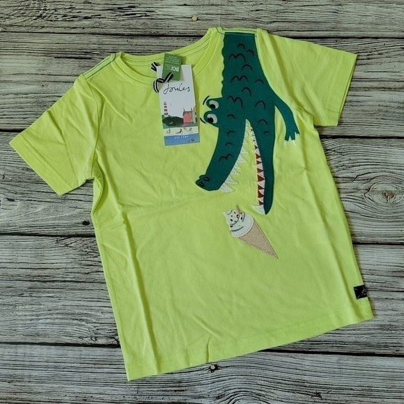 Joules UK Brand Ice Cream T-Shirt Soft Cotton Alligator T-Shirt Mint Green - Picture 4 of 5